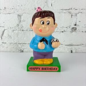 Vintage 70’s Happy Birthday Boy Figurine with Cupcake By Berries